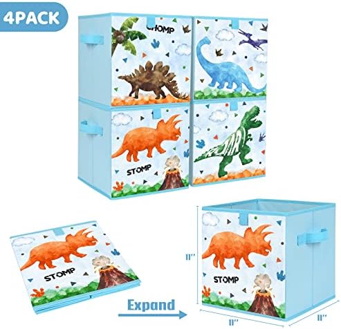 Cubos de armazenamento de cubo - 4 Pack Fabric Fabric Storage Cube Organizador para crianças cestas de armazenamento decorativo com alças 11 x 11 quarto de berçário de berçário quarto
