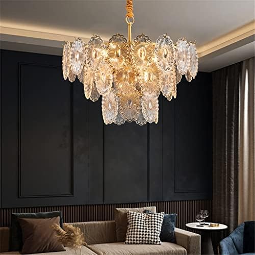 Liruxun Glass Lustre Light Light Villa Parlor Sala de estar Cristal lustre de lustrador de lustre com lâmpada de haning