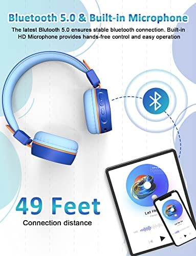 Fones de ouvido Bluetooth New Bee Kids com fones de ouvido sem fio Bluetooth 5.0 sem fio com 32h de tempo de reprodução/94dB Volume Limited em fones de ouvido para escolar
