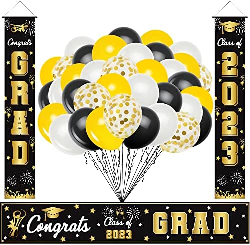Decorações de festa de formatura 2023, parabéns a turma de banner de graduação de 2023, penduramento de caça de graduação