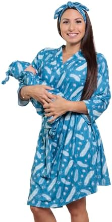 Mommy o Relógio Robe de maternidade e cobertor de bebê, seda de seda de leite e manto de entrega e embrulho para mamãe