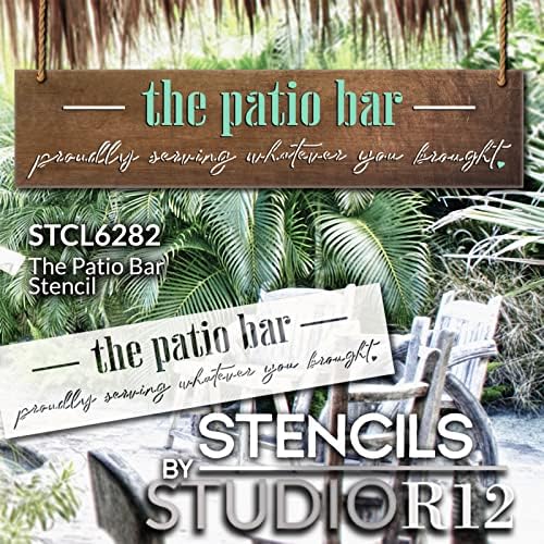 The Patio Bar Drinks STENCISTO POR SUDIOR12 | Decoração de varanda divertida DIY artesanal | Pintar placar de madeira para Beachhouse
