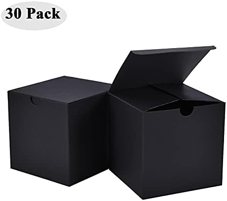 Nignya 30 PCs Black 4x4x4 Caixas de presente com tampas, caixa de presente pequena com tampa para presentes, favorece caixas