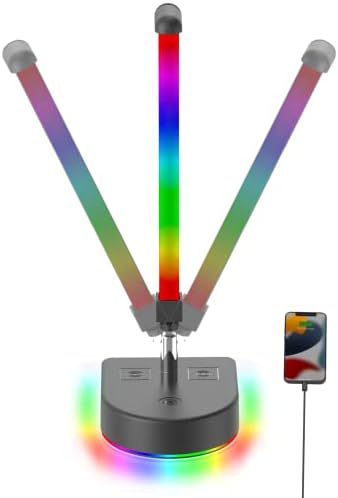 Torre de iluminação inteligente BGMutcx com suporte de fone de ouvido RGB, Controle Barras de Luz LED inteligente, RGB Ambiance TV Luzes de fundo com suporte de fone de ouvido, com porta de carregamento USB ou hub USB, PC, TV, quarto, decoração