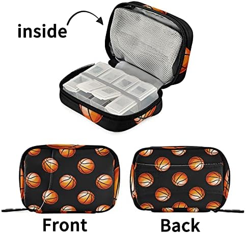 Basquete Black Pill Case Bag Pill Organizer Caixa com zíper suplementos portáteis de vitaminas Caso de medicina para viagens Business