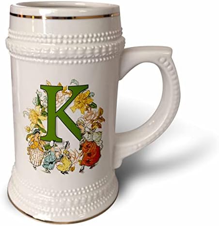 3drose beautiful vintage vitoriana Kate Greenaway Monogram Letter K - 22oz de caneca