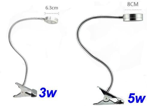 Luminturs® 3W LED LAMP CLAMP CLIP ON/OFF SUGHT LIVRO LIVRO DE GOOSENECK PIPE FLEXIBLE