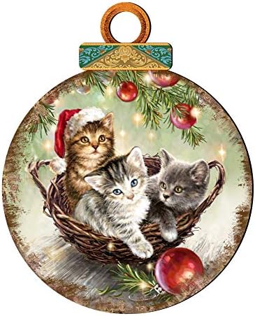 Gatinhos de Natal Ornamentos de madeira Conjunto de 2 por Gelsinger 8021117-1608 - Designocracia