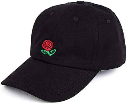 ZSEDP Chuveiro de algodão Rosa Chapéu de pai para homens Homens de beisebol de flor ajustável Bordado de bordado Snapback Hat Curved Sumnhat SunHat