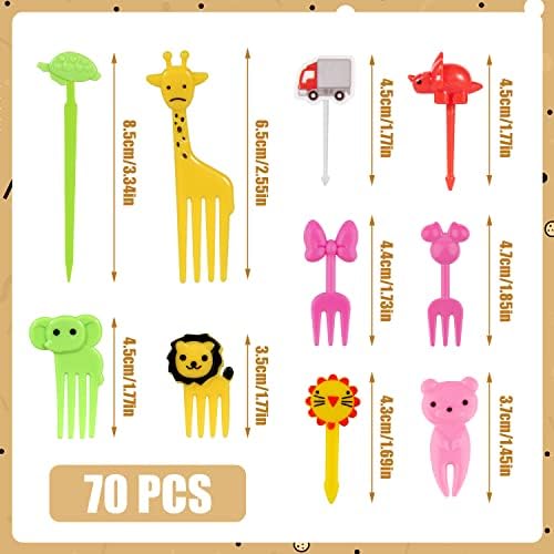 Kinbom 70pcs Picks para crianças, PLACTLER FRUCH FRUCH PICKS PETRINOS BONITOS CAT CAT CAT GRIMAFFES PORCO DE LION VÁRIOS PARA BENTO