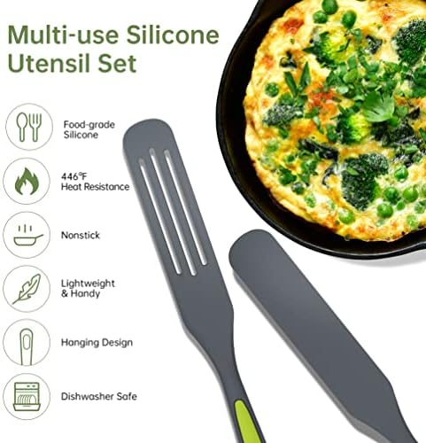 Silicone Surtle Cooking Utensil Conjunto: Ferramentas de espátula de silicone resistentes ao calor para cozinhar - utensílios de cozinha sem arranhões e bpa grátis para frito