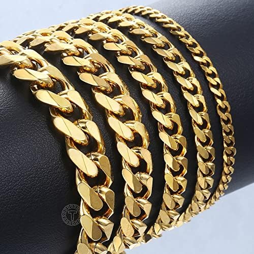 Pulseira T3Store para homens Curb Chain Chain Link Chain Mens Womens Bracelets Jóias para homens DLKBM05 - cor preta - 10 polegadas 25cm -12112