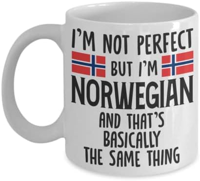 Presente norueguês engraçado | Não sou perfeito, mas sou caneca de café norueguesa | Idéia de presente para homens