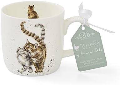 Royal Worcester Wrendale Designs Feline Fine Fine | 14 onças de caneca de café grande com design de gato | Feito a partir