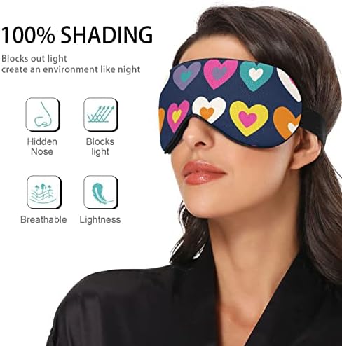 Folosa Sleep Mask Big Small Hearts Print, Breathable Confortable Eye Mash para Sleeped Sleeped For Women Man com cinta