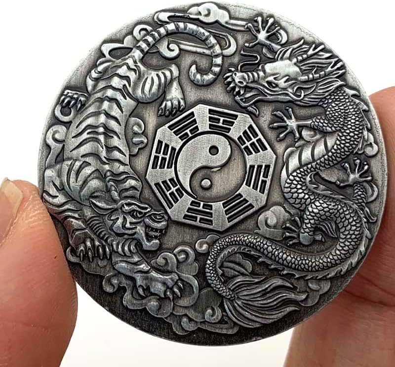 Longtenghudou taiji fofoca níquel antigo alívio prateado moeda mágica reproduzir moedas de artesanato de dedos moedas comemorativas