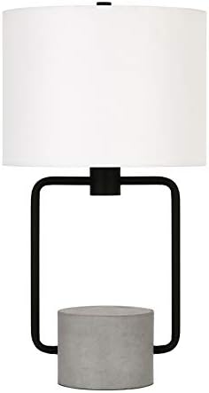 Henn & Hart 22 Lvicutão de mesa alto com tom de tecido em bronze/concreto/branco, lâmpada, lâmpada de mesa para casa ou escritório