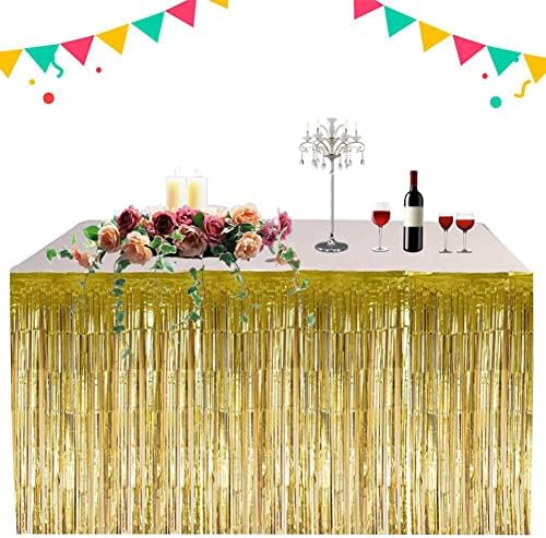 Pacote de mesa de mesa de mesa, 29x108 polegadas de papel alumínio com papel alumínio para mesas de mesa para mesas de retângulo, trailer, aniversário, Natal, desfile flutuam decorações de festas do Mardi Gras