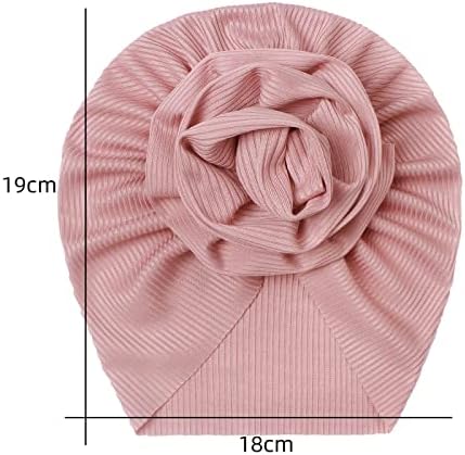 Dbylxmn Baby Flower Hat para criança bebê meninos meninas bonés de beaniess com nerículo com nervuras sólidas e elásticas de turbante