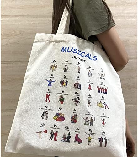 Ottimore Musical temático de lona sacola, sacola estética de 2 lados para amantes de teatro musical, presentes de teatro musical