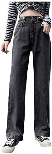 Calças de professores para mulheres Mulheres da moda Jean Straight vintage Casual angustiado Hight Wight cintura calça de calça