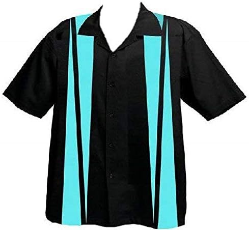 Designs de Attila Mens Retro Bowling Shirt, Big & Tall Tamanhos: Aqua Strike Collection
