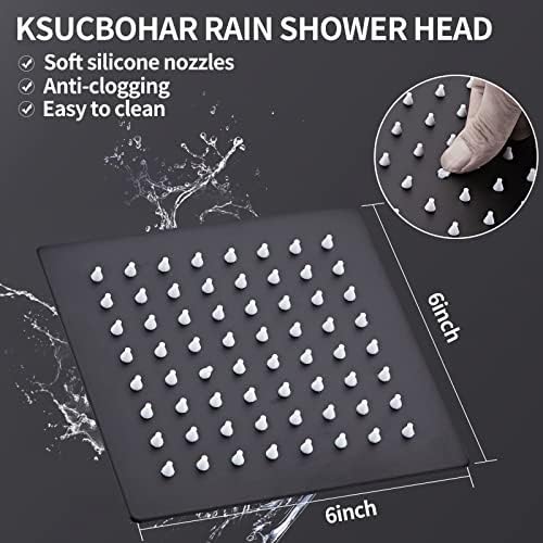 Cabeça de chuveiro Ksucbohar, chuveiro de chuva de alta pressão de 6 polegadas, chuveiro de pressão de pressão, experiência