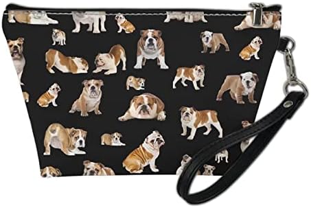 Howilath 3D Bulldog fofo Bulldog Dog Print Sacos de maquiagem para mulheres Bolsas de armazenamento de moda casuais