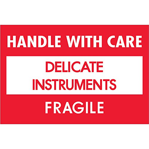 Lógica de fita rótulos frágeis, instrumentos delicados - hwc , 2 x 3 , vermelho/branco, 500/roll
