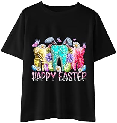 Cirtas do Dia da Páscoa para crianças para meninos meninas Happy Tops de Páscoa de verão Casual Rabbit de manga curta