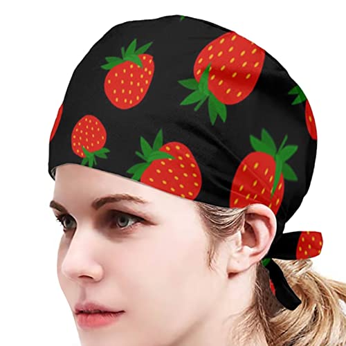JeoCody Red Strawberry Cap, touca de chuveiro impermeável com gravata ajustável para homens homens