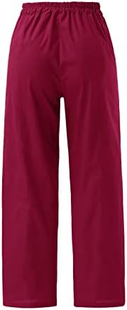 Calças casuais femininas tamanho 16 calças de cor sólidas femininas estampas de flores calça calças de cintura elástica de largura de largura