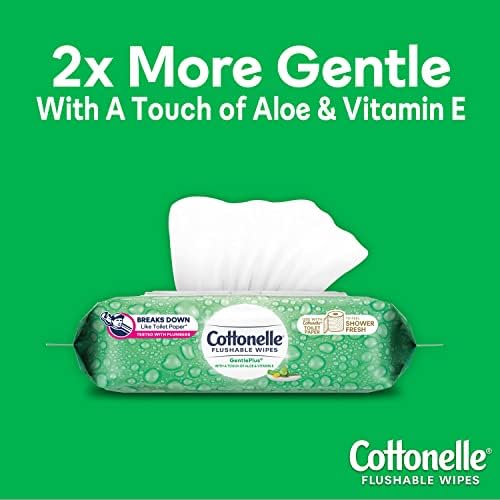Cottonelle gentilplus lenços úmidos com aloe e vitamina E - 4 pacotes de flip -top, 168 lenços de descarga totais, 42 contagem