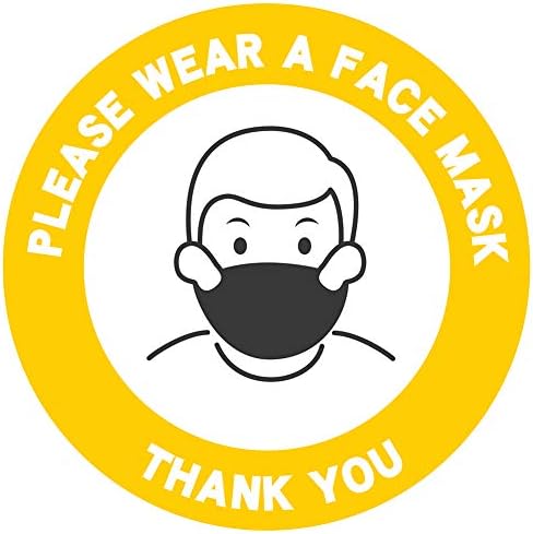 10 pacote de máscara facial de 8 polegadas exigida adesivo de sinal | Use uma máscara facial Rótulo de lembrete de entrada | Decalque de segurança pública | Tampa do rosto à prova de intempéries, marcador necessário para a sinalização de vidro da porta de parede