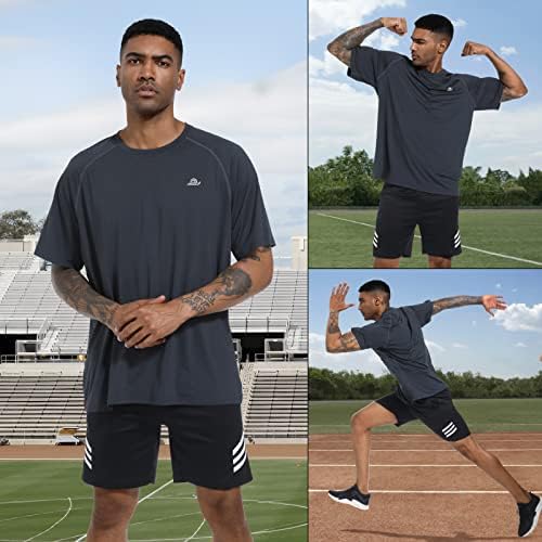 DRACHOMPA 5 Camisas de exercícios para homens, camisetas esportivas de pescoço de tripulação rápida, ginástica atlética de corrida