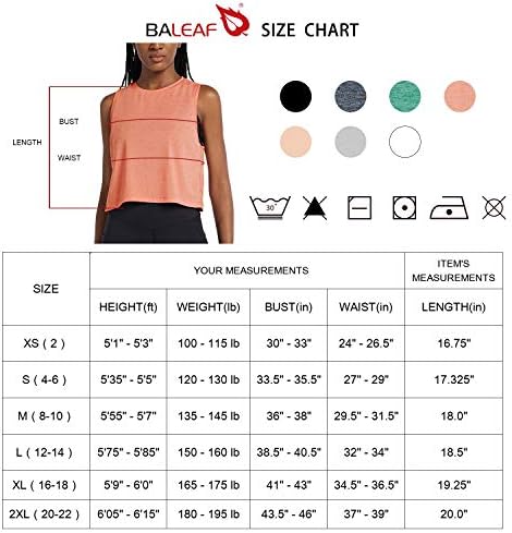 Baleaf Women's Crop Tops Workout Cropped Tank Tops Camisetas musculares atléticas