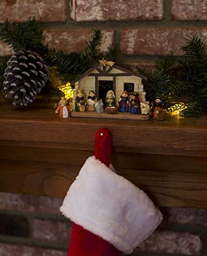 One férias Cheia de natal em miniatura de 6 polegadas Cena de natal com creche, conjunto de 12 figuras - pequenas figuras religiosas de mini -estatuetas cristãs de mesa de mesa ou decoração de casa