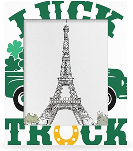 caminhão de sorte cfpolar com shamrocks St. Patrick's Day 11x14 Frame Picture Wood Photo Display sem molduras de foto para top