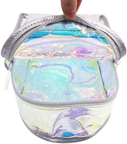 MOSSTYUS colorido transparente Daypack Mulheres Clear Cosmética Bolsa de Maquiagem Pequena Satchel para Praia Diária de Usetravel