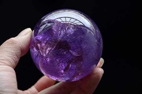 Tibete real Himalaia Alta Altitude Clear Rainbow Amethyst Purple Crystal Quartz Ball Sphere Orb 2,44 polegadas de cura espiritual