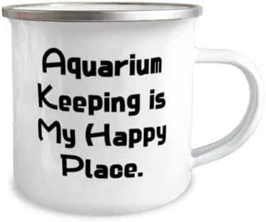 A manutenção do aquário é o meu lugar feliz. Camper de 12 onças caneca, aquário que mantém o presente, engraçado para amigos