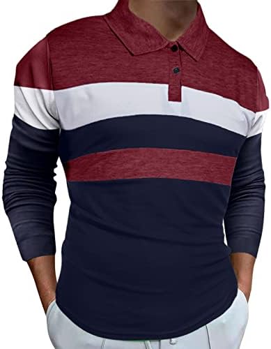 Camisas pólo casuais masculinas de Wocachi, 2022 Mensagens de manga longa de cola de coloração de colorido Business Tshirt Slim Fit Muscle Golf Shirt