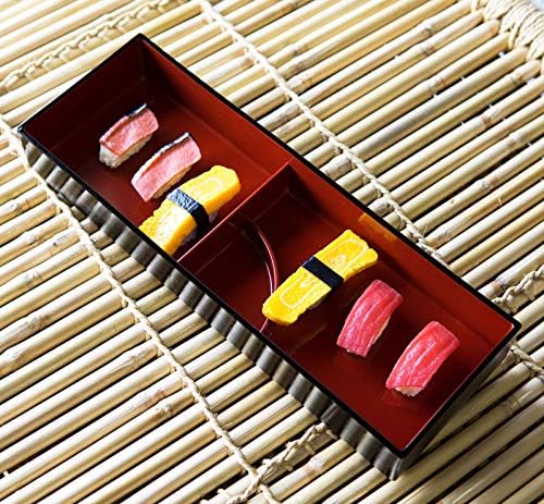 Caixa de Bento Long Bento japonês preto com divisores 3 Compartamentos Pacote de placas de 4 - Décora favorita !!!