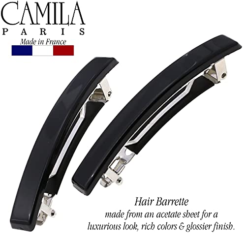 Camila Paris AD2/2 Clipe de Barrette de Cabelo Francês para Meninas, Conjunto de 2 Preto Cabine de cabelos de Metal Borrached