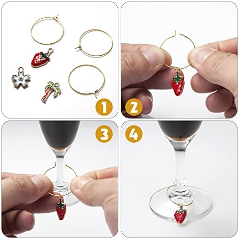 Cowayze Wine Glass Charms, 30pcs bebem marcadores de copos de caule, identificadores engraçados de tags de xícara, anéis de
