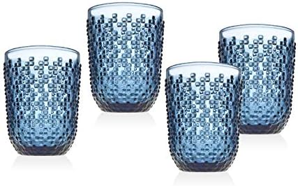 Goblete de vinho Vidro de vidro de copo Alba por Godinger - Blue - Conjunto de 4