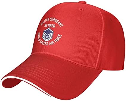 Mestre -sargento aposentado Aérea Aérea Militar Retirema ， Homens Mulheres lavadas algodão angustiado Baseball Vintage Cap -hat chapéu de chapéu esportivo Trucker Gifts Casual ， Red