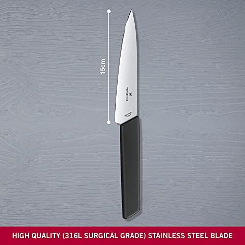 Victorinox 6.9013.15b Swiss Modern Chef's Kitch Kitchen Tool corta tudo, desde carne a frutas e legumes lâmina reta em preto, 5,9 polegadas
