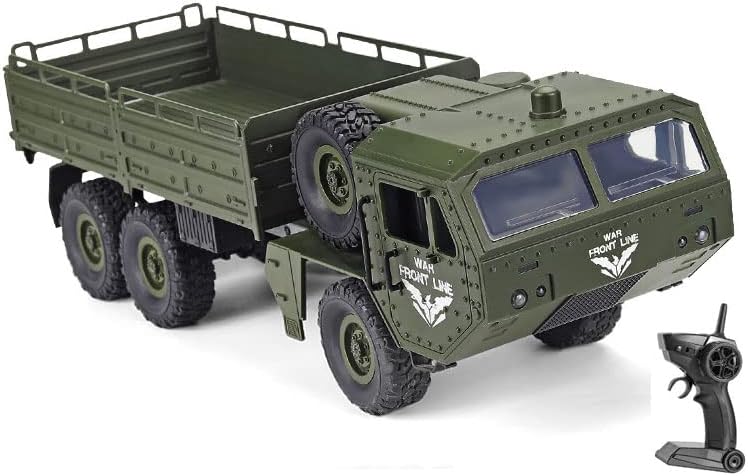 Caminhão Militar de Ujikhsd RC, Carros do Exército de Controle Remoto Off-Road, 2,4 GHz 6wd 1:16 Escala, RC Veículo Exército Transporte de caminhão Toy elétrico para meninos adultos Presente de crianças