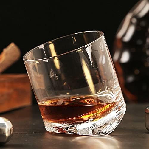 Dodouna Creative Inclined Bottom Whisky Glass Transparent Wine Caneca para Brandy Crystal Whisky Drinking Cup Drink Ware Gift 300 ml